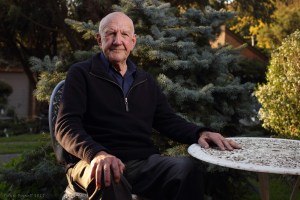 Ern Cutts was a 466 and 467 Squadron rear gunner during WWII. This photo was taken after an interview with Ern at his home in Melbourne in October 2015